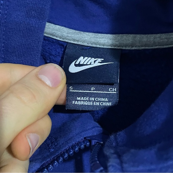 Nike Hoodie Men’s Small Full Zip Blue Spell Out Logo Graphic Print Activewear - Picture 2 of 12